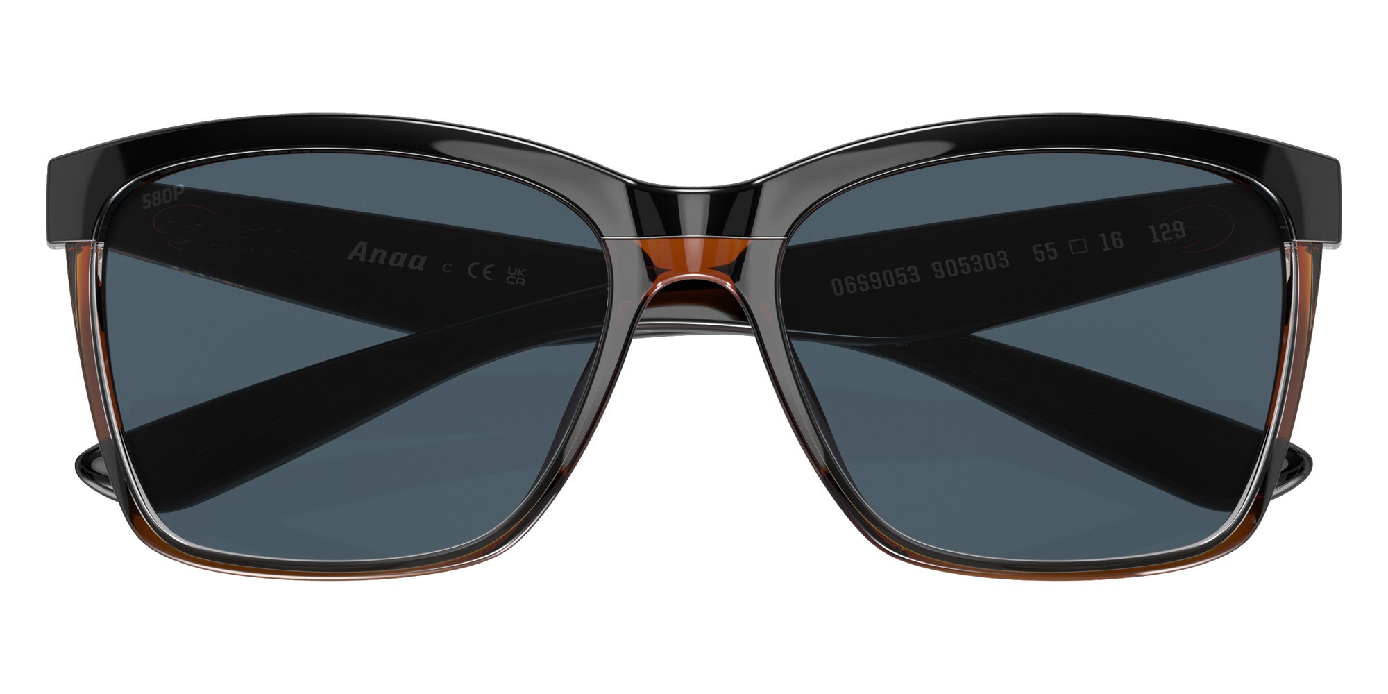 COSTA 6S9053 Anaa 905303 55 - Shiny Black on Brown / Gray Polarized #id:6s9053905303_s:102120