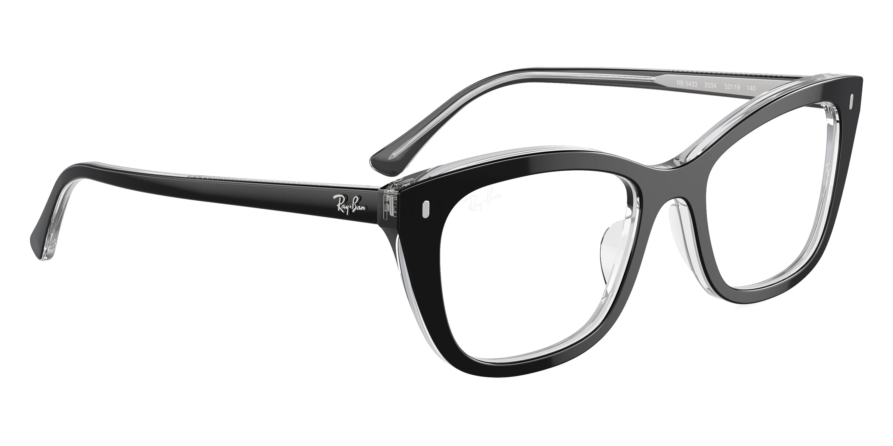 Ray-Ban RX5433 2034 50 - Black on Transparent