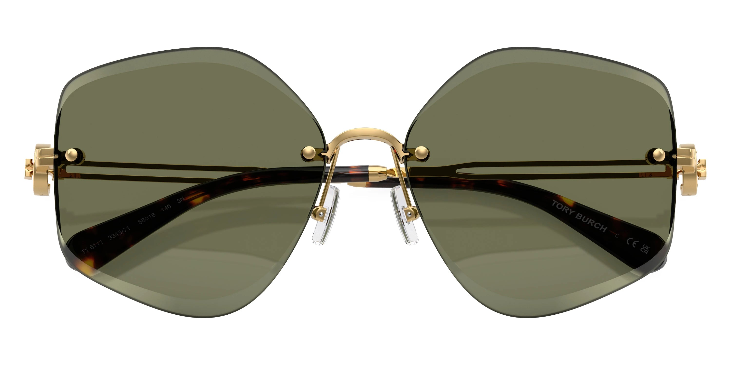 Tory Burch TY6111 334371 58 - Shiny Gold / Dark Green