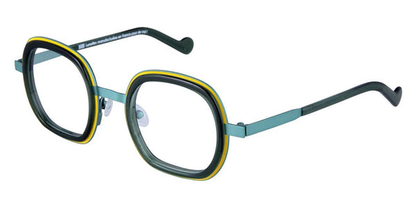 Bright Yellow Cercles Grooves and Transparent Green Inserts/Water Green / 46-23