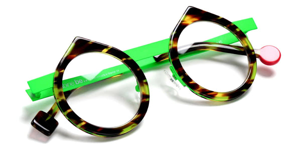 Shiny Veined Tortoise/Satin Neon Green / 43-25-145
