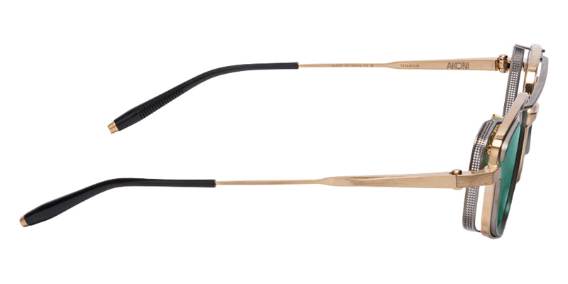 Akoni Atlantis 534A 55 - Brushed 12k Gold with Matte Black Palladium/Black / Bright Emerald Green #id:akoatlantis534a_s:100110