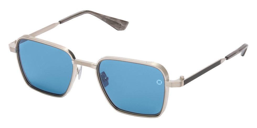 Akoni Giano-Two 548B 50 - Brushed Silver with Antiqued Silver/Gray Swirl / Blue #id:akogianotwo548b_s:102105