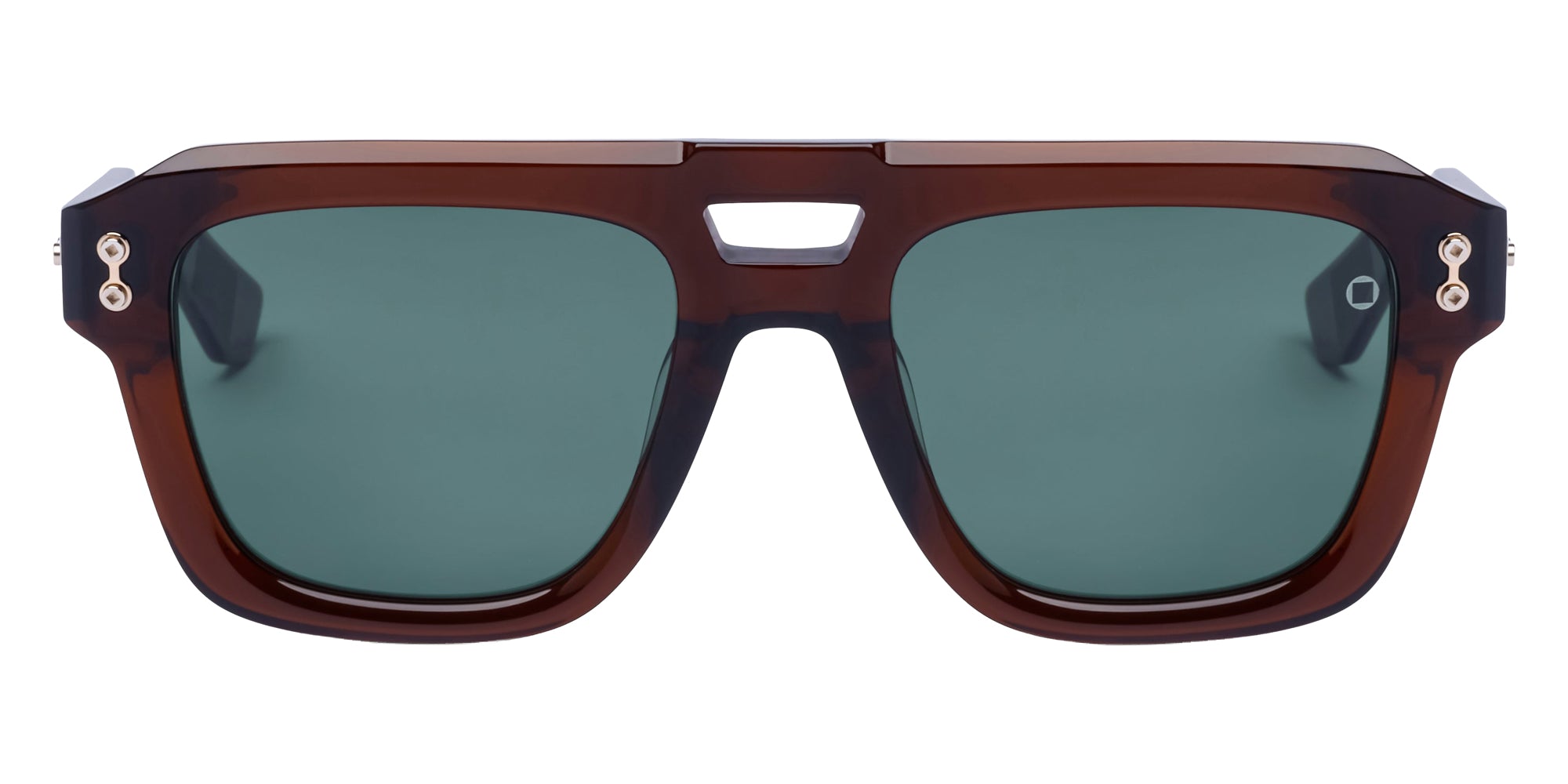 Akoni Perseus 531B 54 - Crystal Dark Brown/12K Gold / Deep Emerald Green #id:akoperseus531b_s:104100