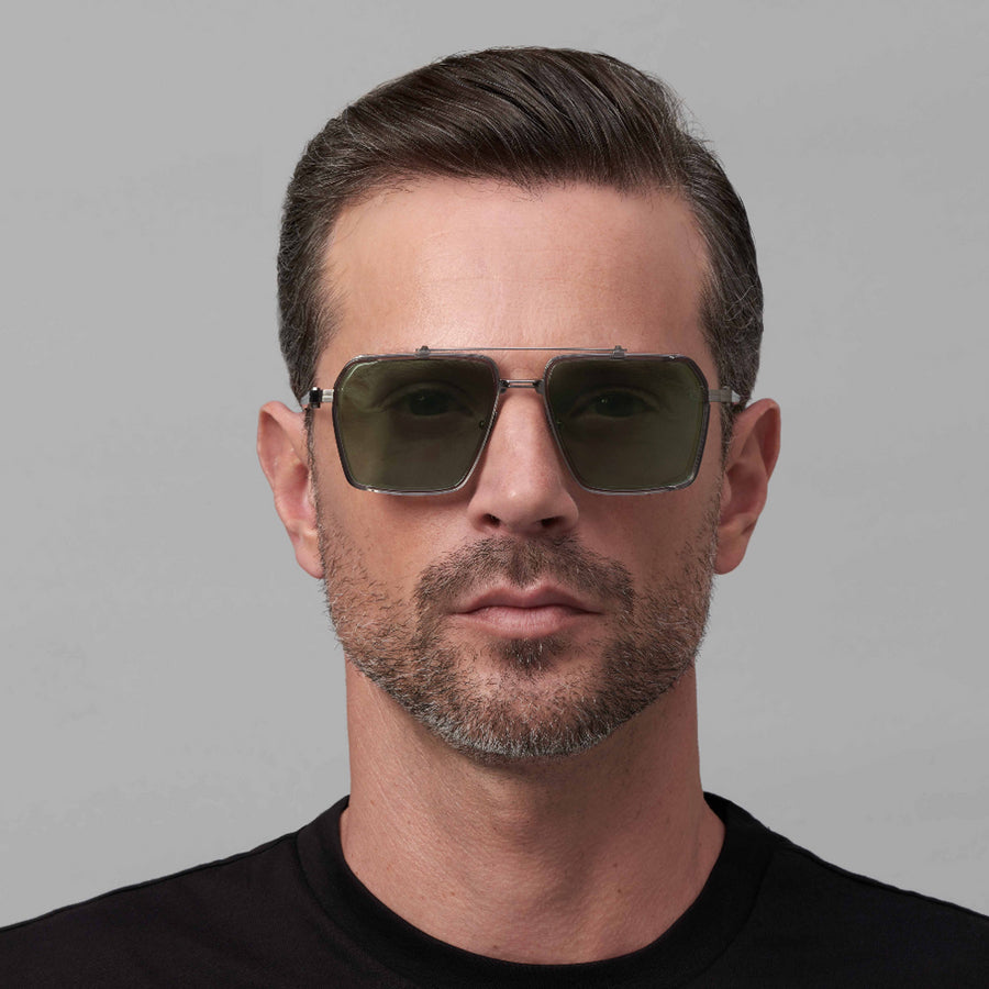 Akoni Tiros 510B 58 - Brushed Black Palladium/Dark Gray Crystal / Dark Olive #id:akotiros510b_s:102115