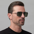 Akoni Tiros 510B 58 - Brushed Black Palladium/Dark Gray Crystal / Dark Olive #id:akotiros510b_s:102120