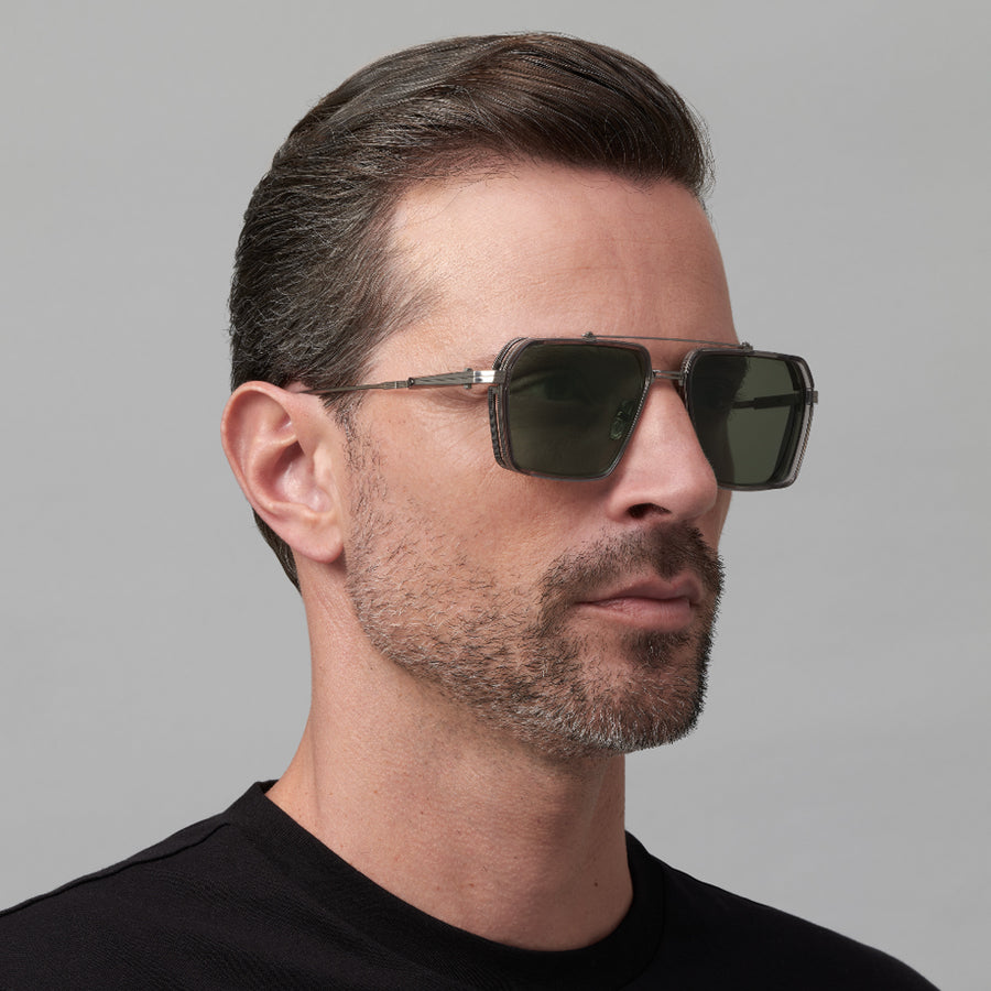 Akoni Tiros 510B 58 - Brushed Black Palladium/Dark Gray Crystal / Dark Olive #id:akotiros510b_s:102120