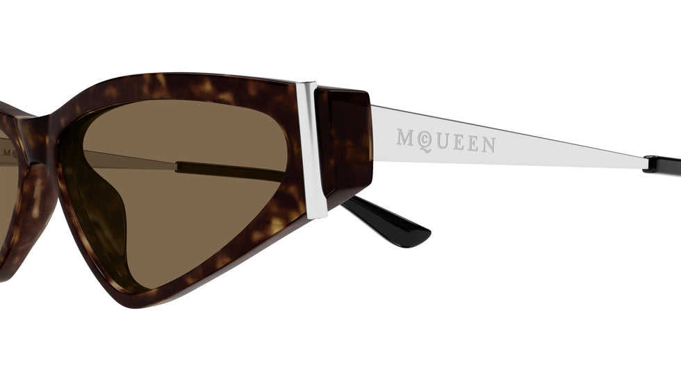 Alexander McQueen AM0493S 002 57 - Havana/Silver / Brown #id:am0493s002_s:100110