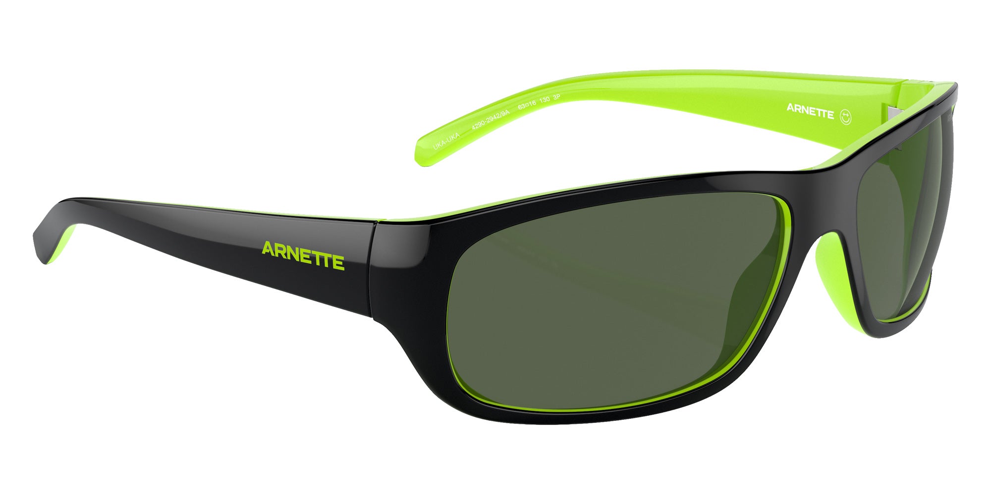 ARNETTE AN4290 Uka-Uka 29429A 63 - Top Black/Fluo Green / Dark Green Polarized #id:an429029429a_s:102120