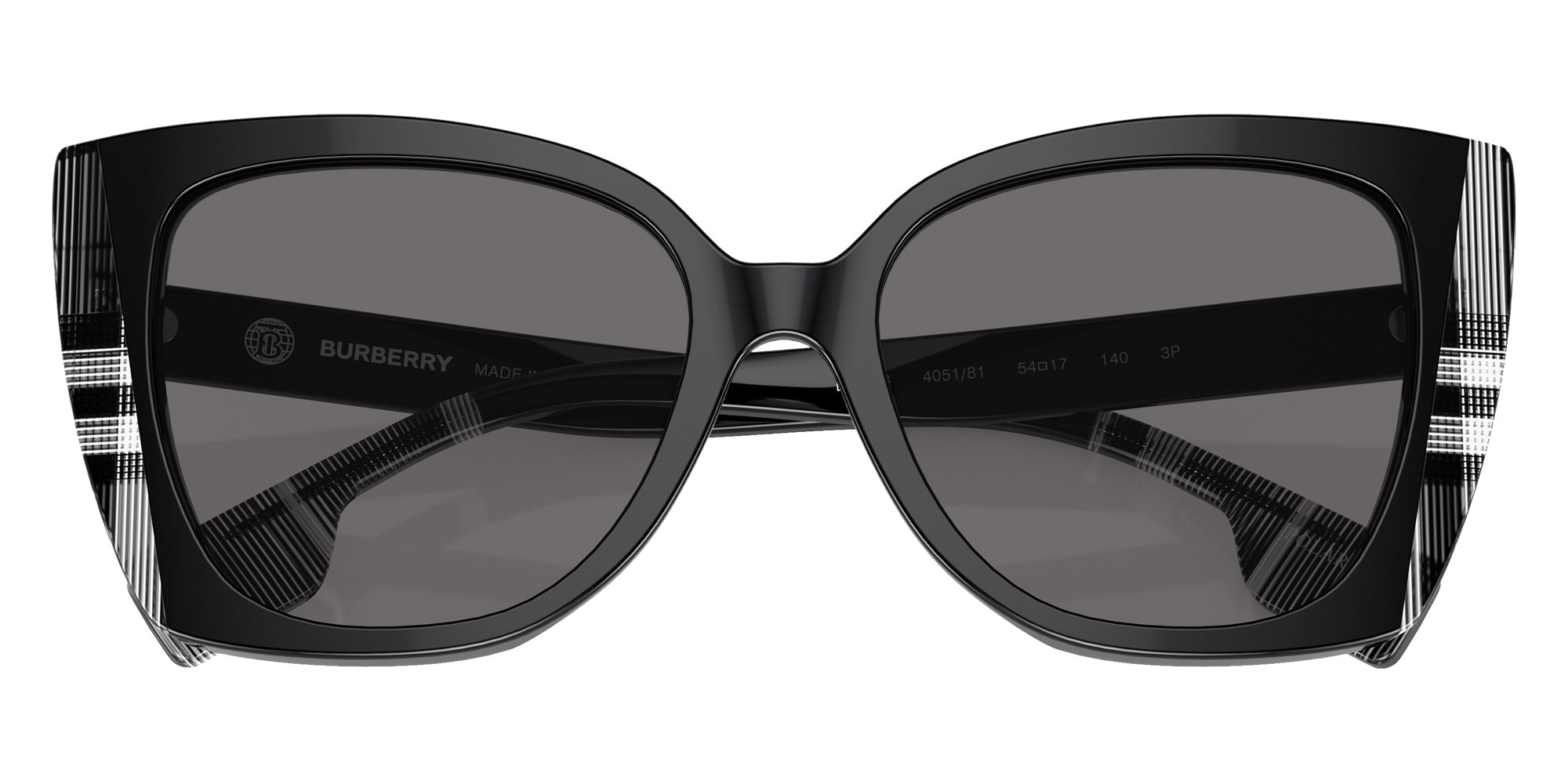 Burberry BE4393 Meryl 405181 54 - Black/Check White Black / Dark Gray Polarized #id:be4393405181_s:102120