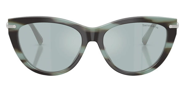 Striped Black Tiffany / Light Azure Silver Mirrored / 55-16-145