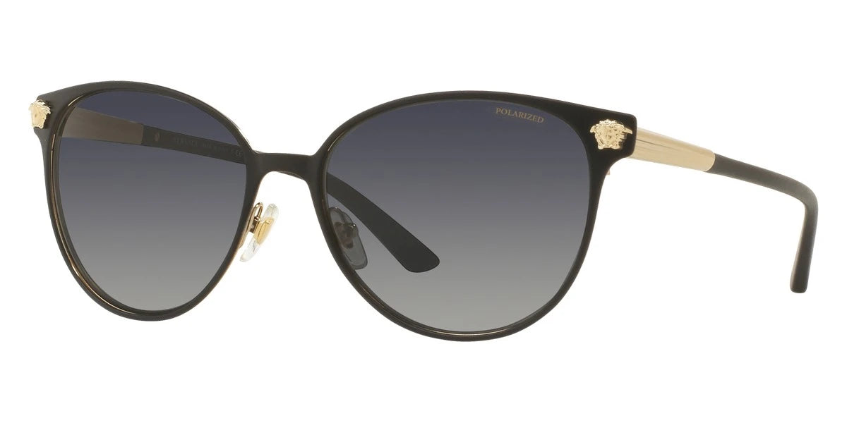 VERSACE VE2168 1377T3 57 - Matte Black/Pale Gold / Light Gray Gradient Dark Gray