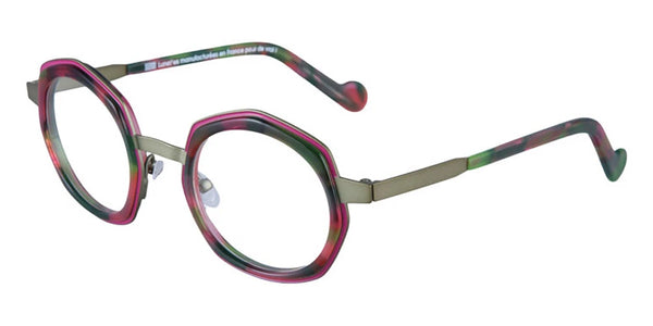 Bright Pink Cercles Grooves and Green and Pink Tortoiseshell Inserts/Matte Khaki / 45-23