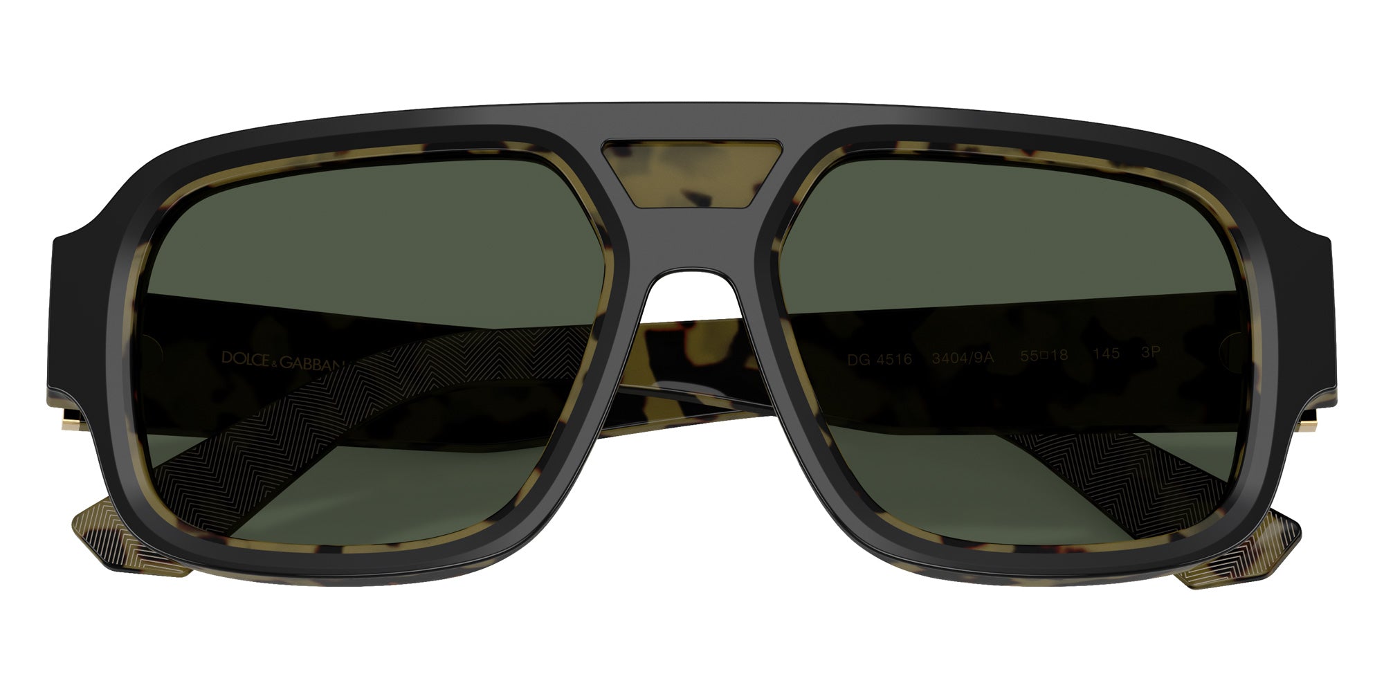 DOLCE & GABBANA DG4516 34049A 55 - Black on Yellow Havana / Dark Green Polarized #id:dg451634049a_s:102120