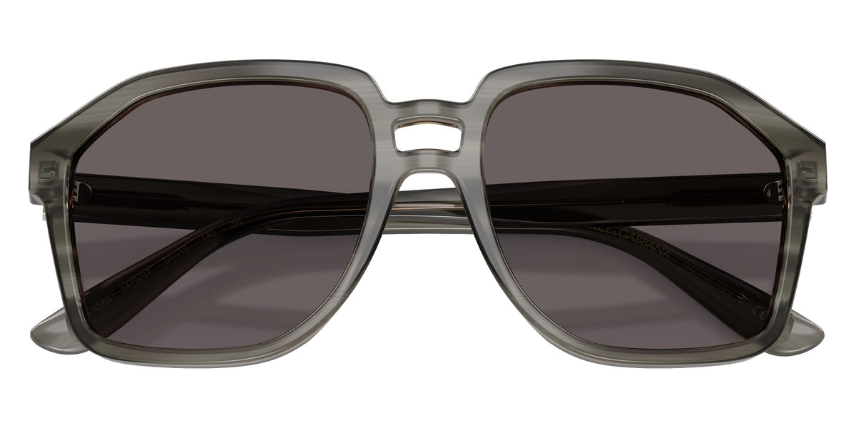 DOLCE&GABBANA DG4568 347987 56 - Transparent Gray on Striped Gray / Black Smoke #id:dg4568347987_s:100120