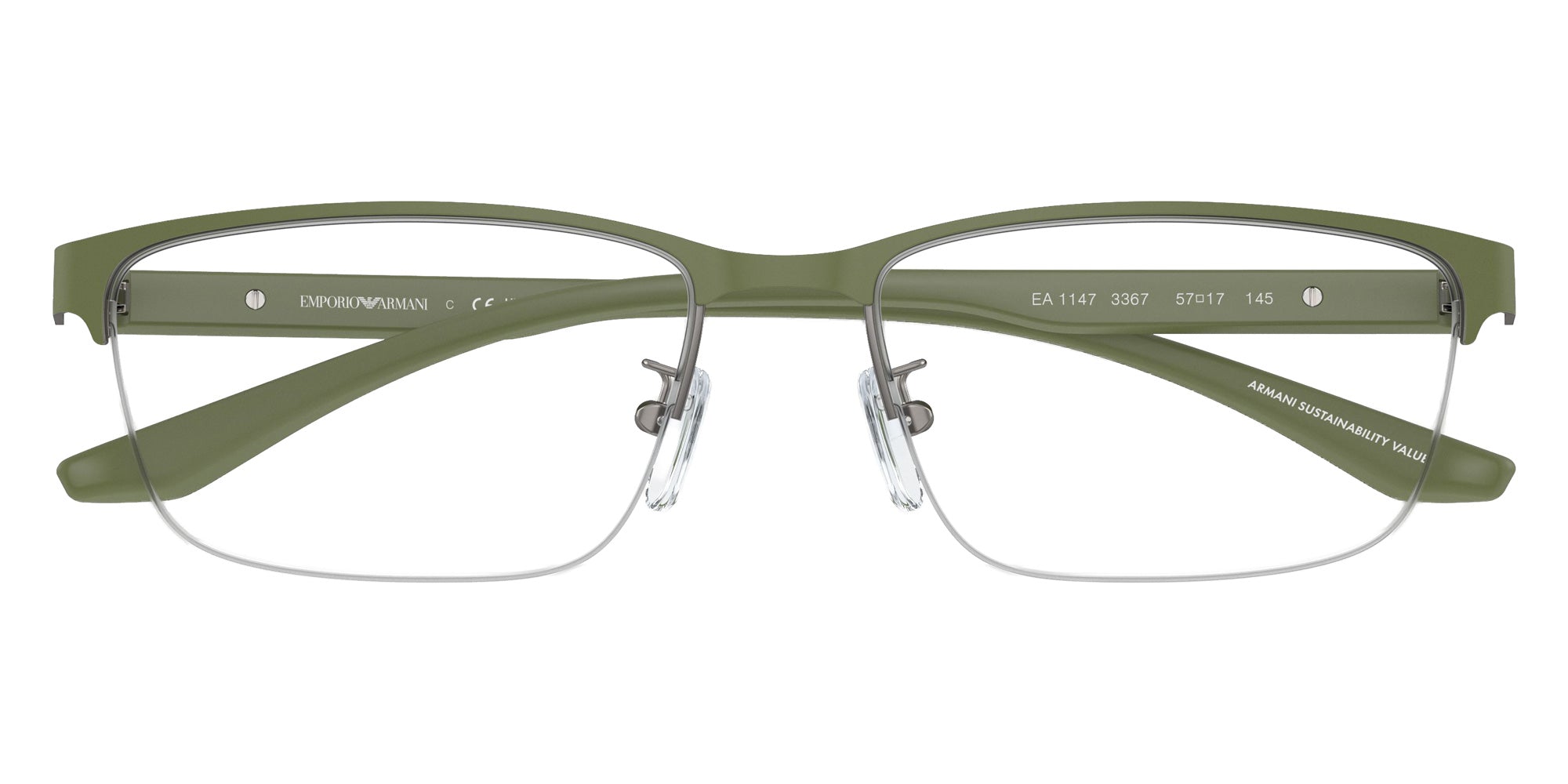 EMPORIO ARMANI EA1147 3367 57 - Matte Gunmetal/Sage Green #id:ea11473367_s:100120