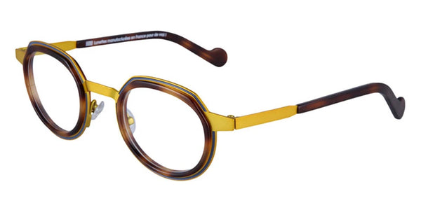 Matte Blue Cercles Grooves and Tortoiseshell Inserts/Bright Yellow / 46-24