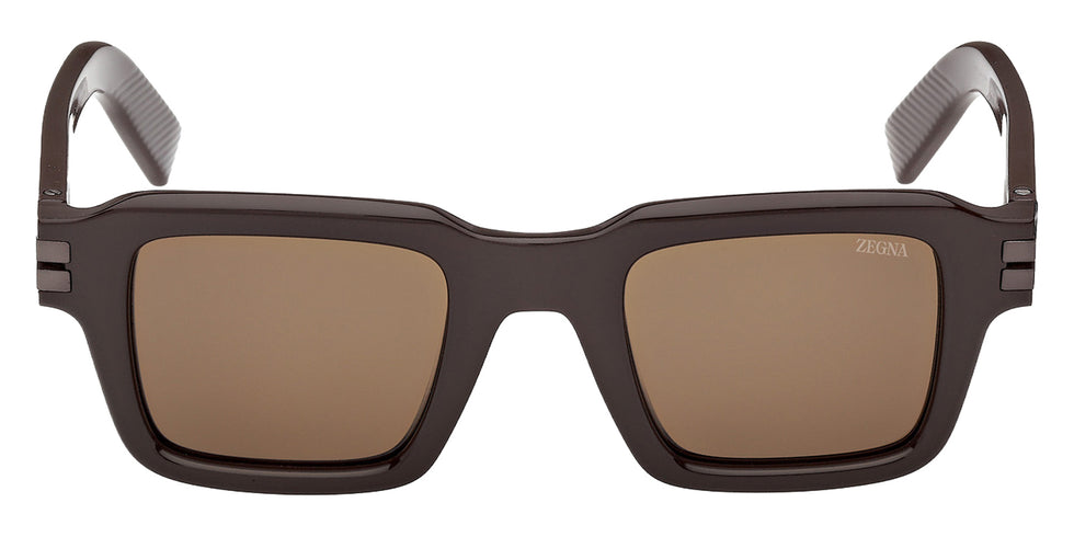 Ermenegildo Zegna EZ0283 48E 48 - Shiny Dark Brown / Brown 48E #id:ez028348e_s:100100