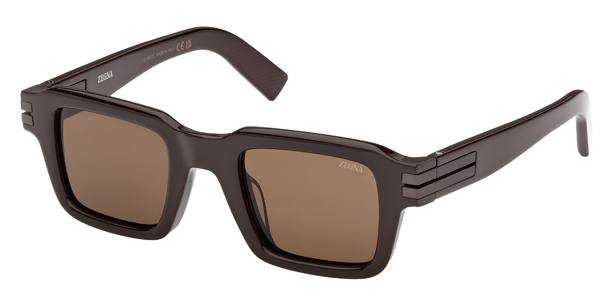 Ermenegildo Zegna EZ0283 48E 48 - Shiny Dark Brown / Brown 48E #id:ez028348e_s:100105
