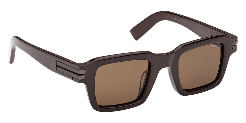 Ermenegildo Zegna EZ0283 48E 48 - Shiny Dark Brown / Brown 48E #id:ez028348e_s:100135