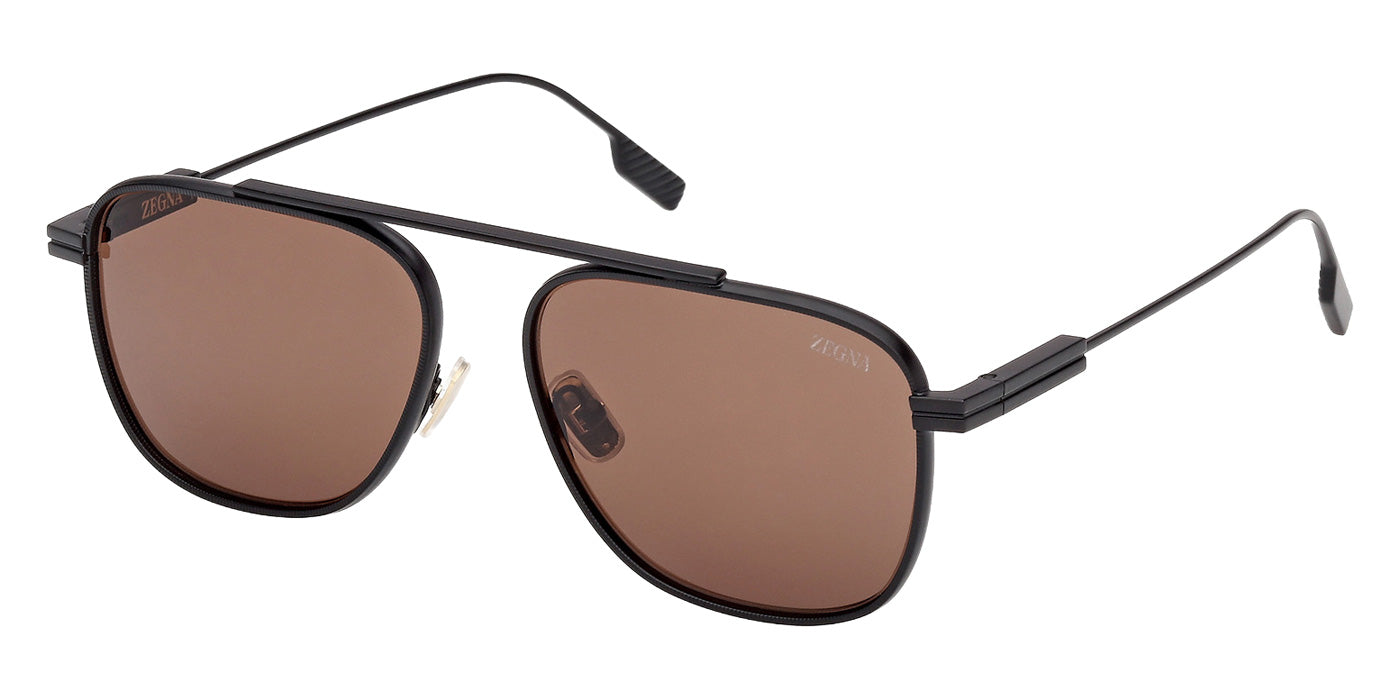 Ermenegildo Zegna EZ0291 02E 57 - Matte Black / Brown #id:ez029102e_s:100105