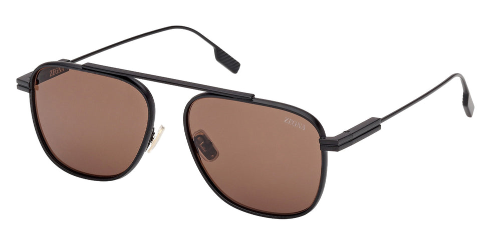 Ermenegildo Zegna EZ0291 02E 57 - Matte Black / Brown #id:ez029102e_s:100105