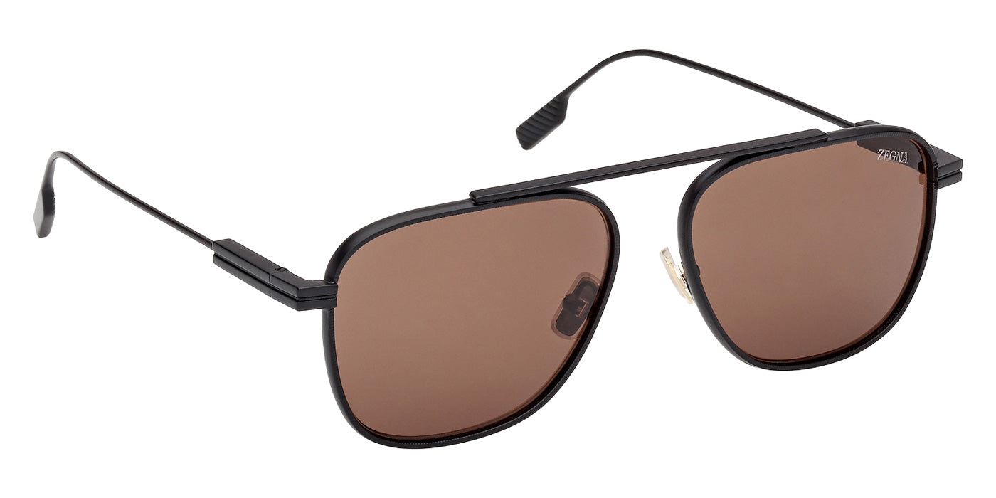 Ermenegildo Zegna EZ0291 02E 57 - Matte Black / Brown #id:ez029102e_s:100135
