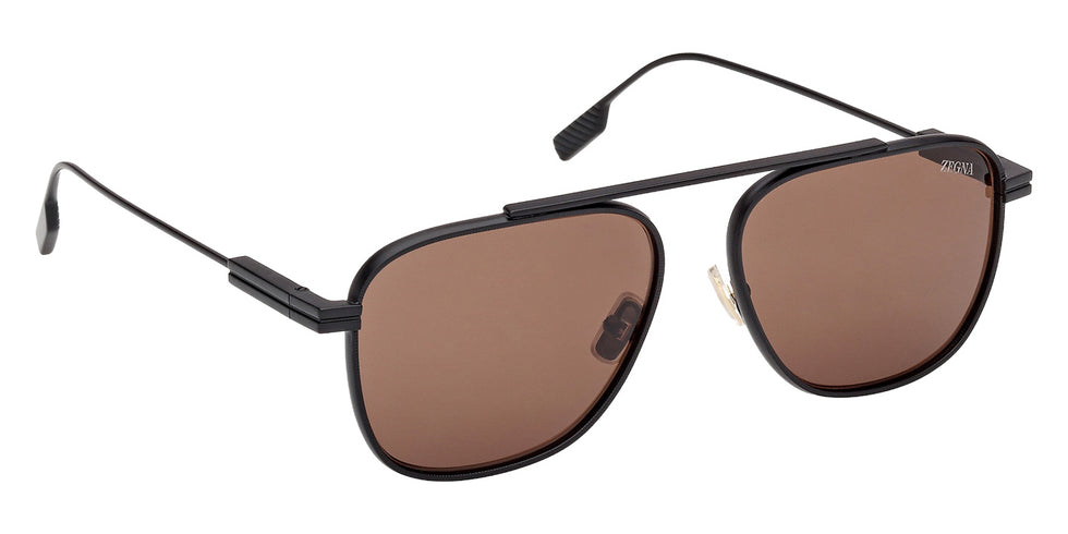 Ermenegildo Zegna EZ0291 02E 57 - Matte Black / Brown #id:ez029102e_s:100135