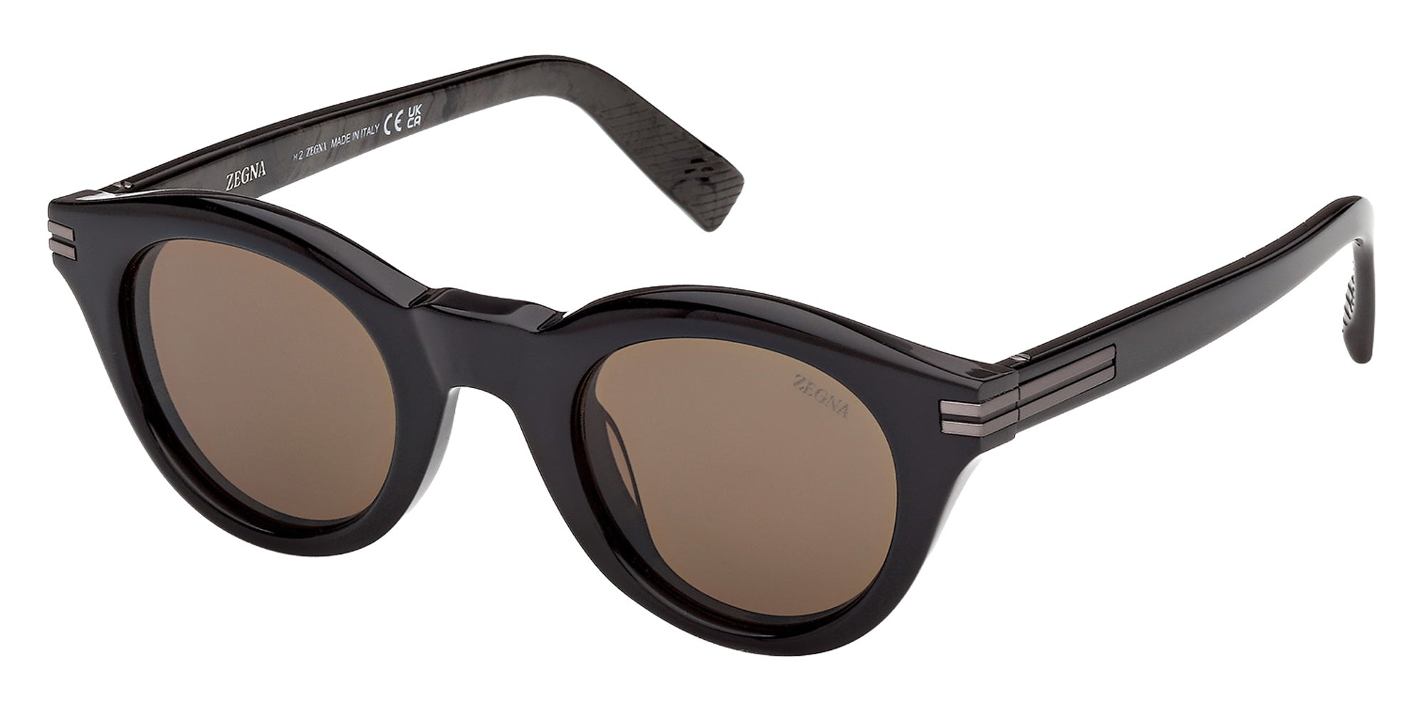 Ermenegildo Zegna EZ0302 05E 46 - Black/Striped / Brown 05E #id:ez030205e_s:100105