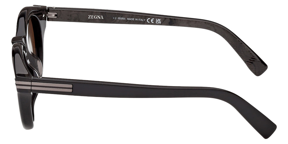 Ermenegildo Zegna EZ0302 05E 46 - Black/Striped / Brown 05E #id:ez030205e_s:100110