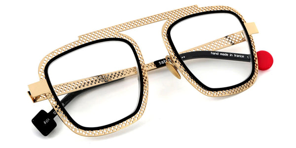 Pale Yellow Gold Polished Perforated/Shiny Black / 52-24-150