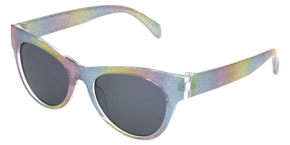 Foster Grant Kids 3D Gltiter Cat-Eye Sunglasses - Rainbow / Smoke