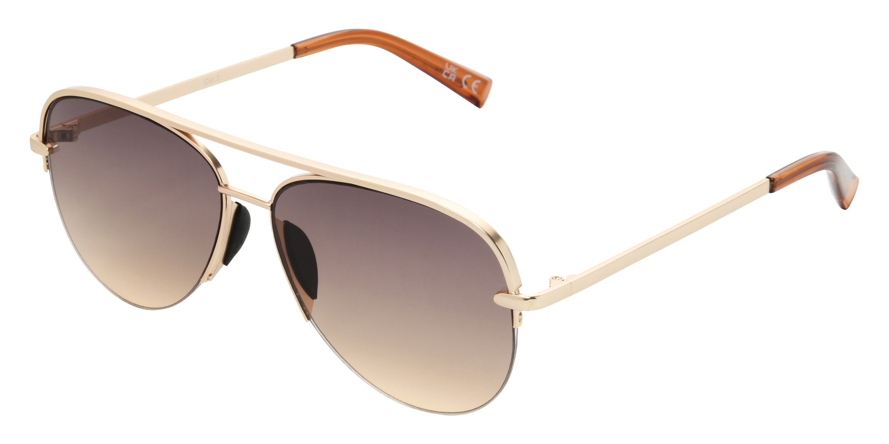 Foster Grant Ladies Aviator Sunglases 20 - Gold / Smoke Gradient