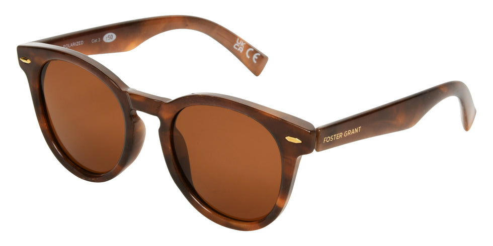 Foster Grant Ladies Round Polarized Sunglasses - Tortoise / Brown