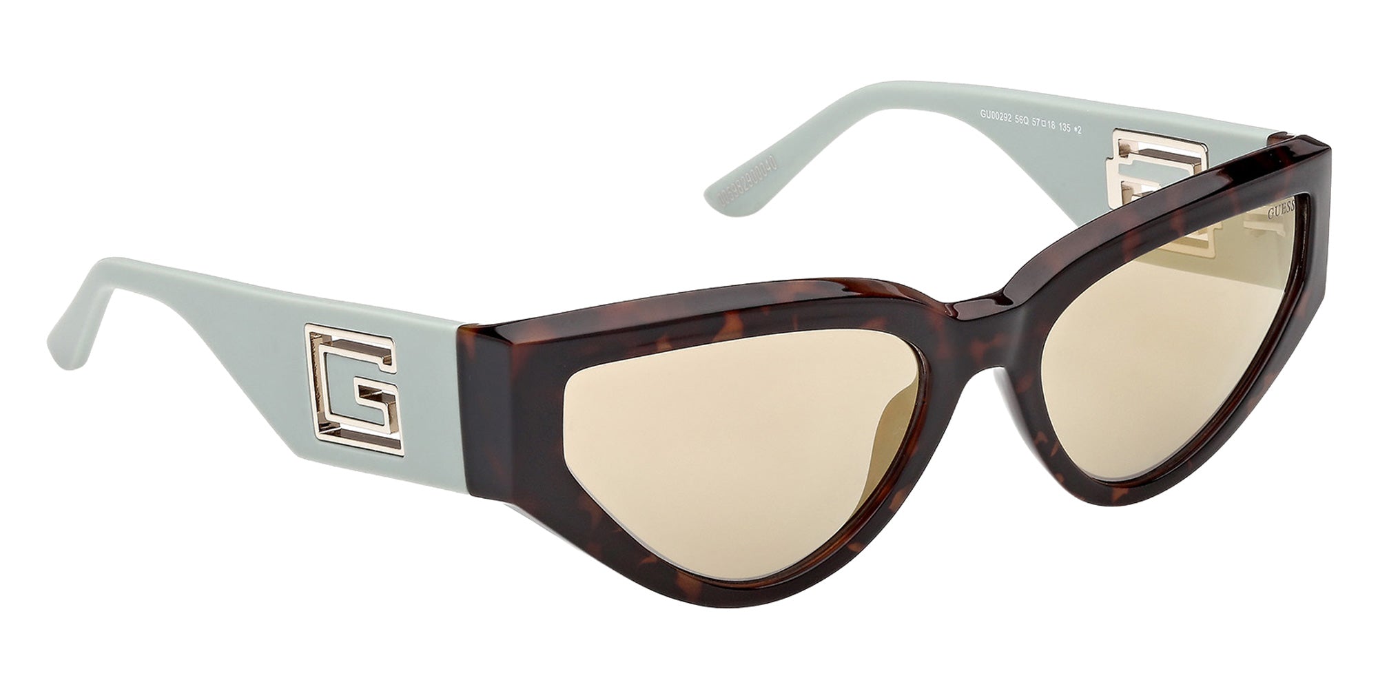 Guess GU00292 56Q 57 - Dark Havana / Green Mirrored 56Q #id:gu0029256q_s:104135