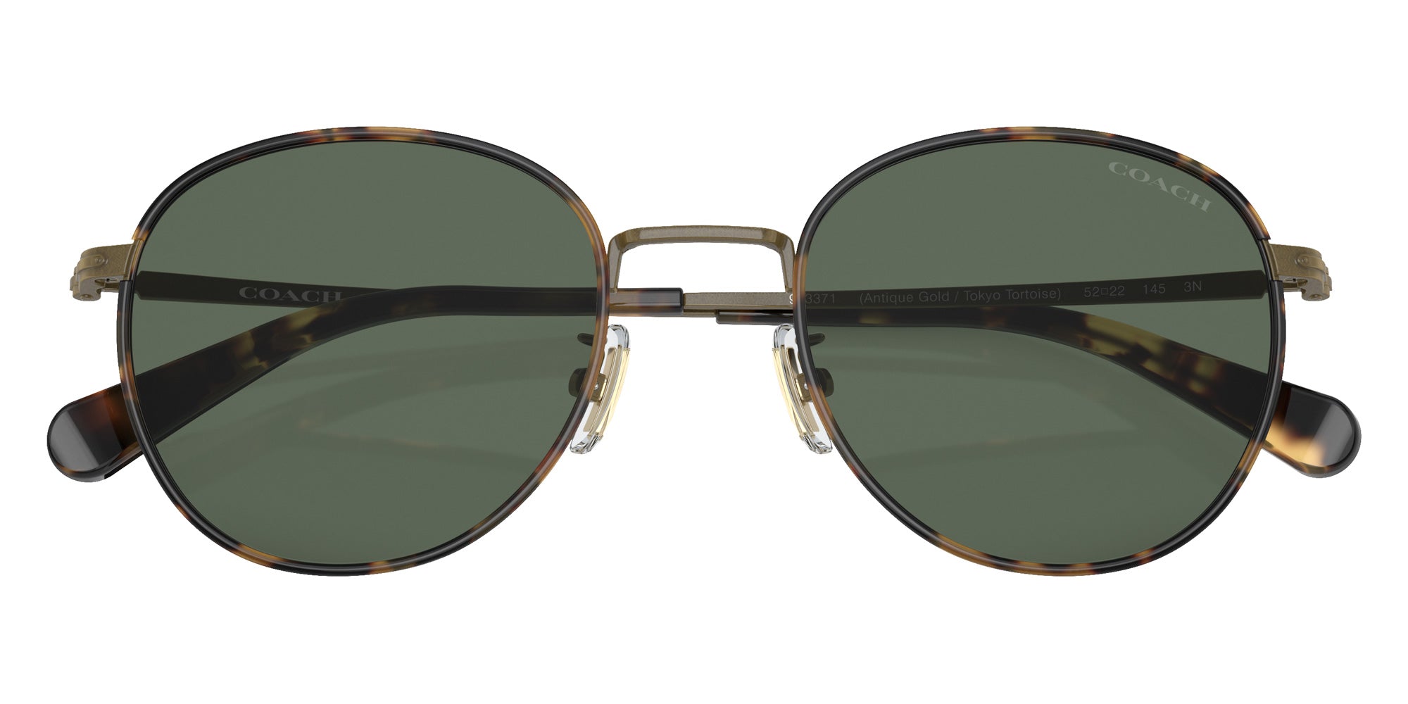 Coach HC7163 CR631 933371 52 - Antique Gold/Tokyo Tortoise / Green Solid #id:hc7163933371_s:102120