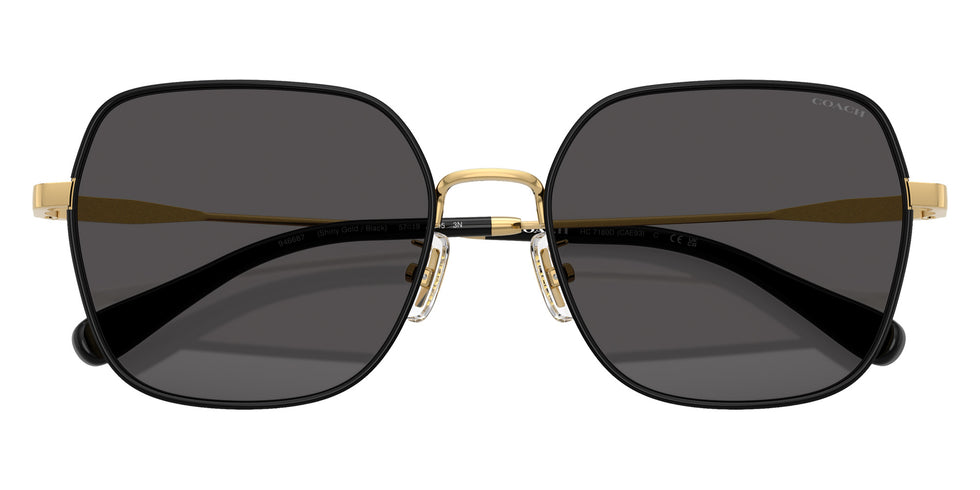 Coach HC7180D CAE93 946687 57 - Shiny Gold/Black / Gray Solid #id:hc7180d946687_s:102120