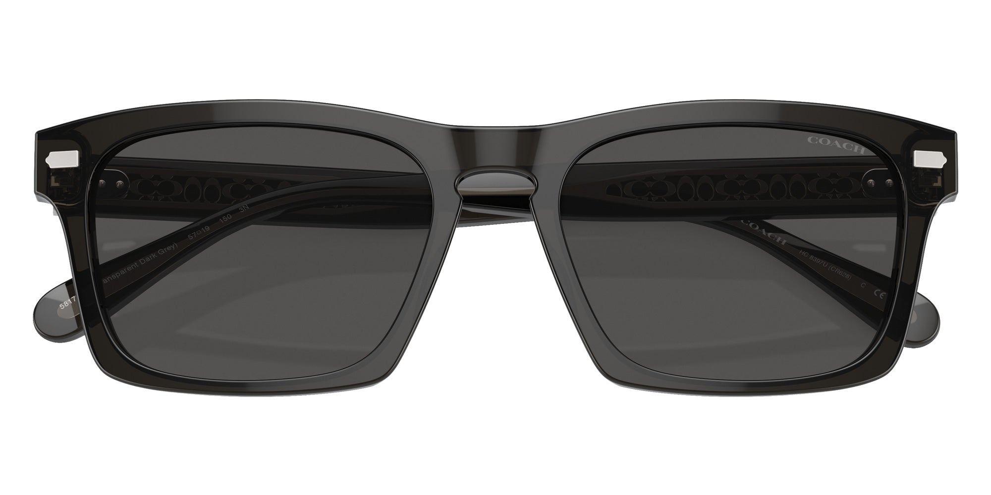 Coach HC8397U CR628 581787 57 - Transparent Dark Gray / Gray Solid #id:hc8397u581787_s:110120