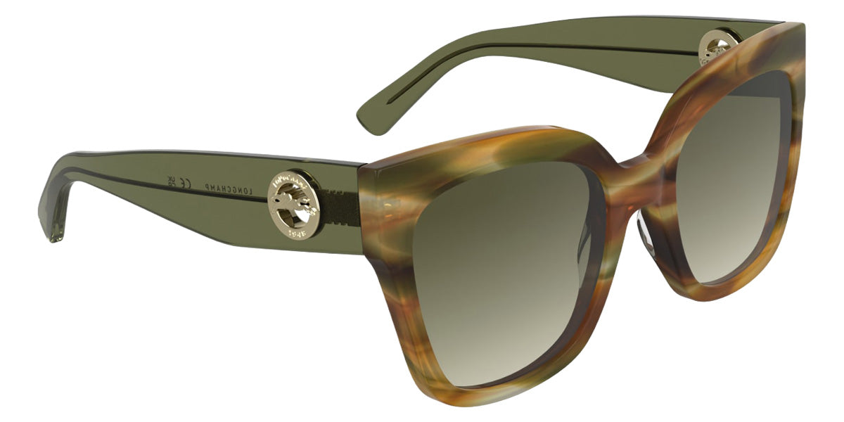 Longchamp LO717S 324 55 - Striped Khaki Brown Havana #id:lclo717s324_s:100135