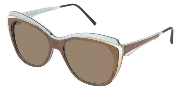 Brown Bird Eye's Maple/Blue Bird's Eye Maple/Champagne Gold / Polarized Plain Brown / 55-17-135