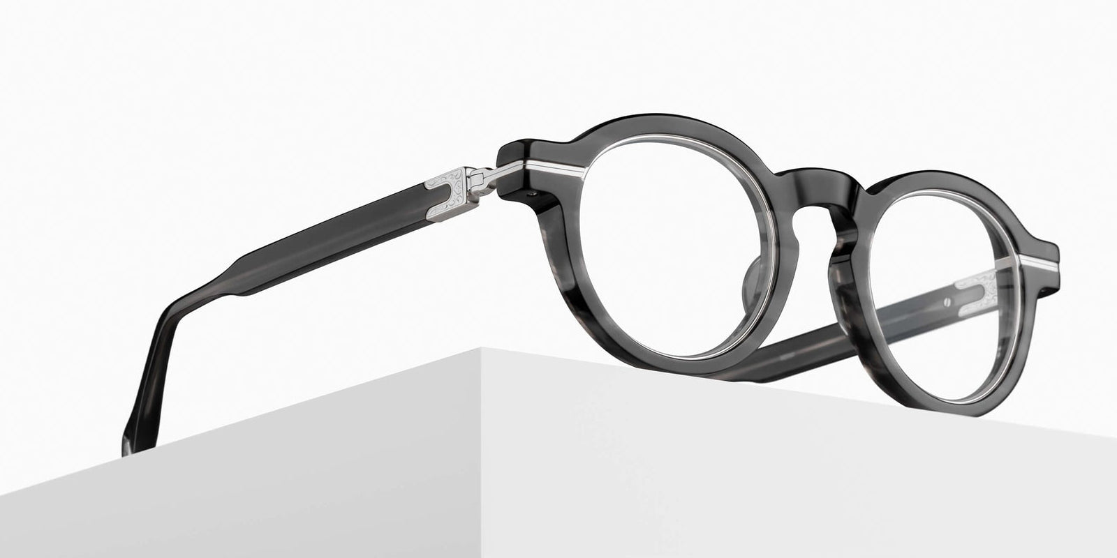 Matsuda M2050 46 - Black Stripe/Brushed Silver #id:m2050blackstripebrushedsilverclearlensoptical_s:100105