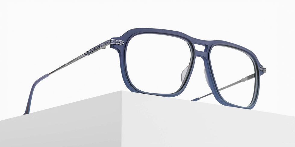 Matsuda M2062 56 - Matte Navy/Antique Silver #id:m2062mattenavyantiquesilverclearlens56_s:100105