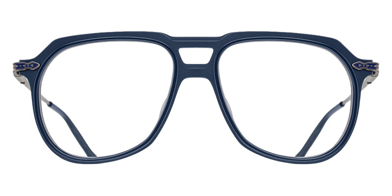 Matsuda M2073 54 - Matte Navy/Antique Silver #id:m2073mattenavyantiquesilverclearlens54_s:104100