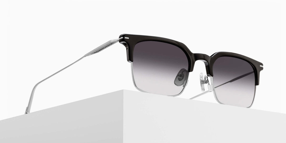 Matsuda M2075 49 - Black-Brushed Silver / Gray Gradient #id:m2075blackbrushedsilvergreygradientsunglass_s:106105