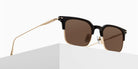 Matsuda M2075 49 - Matte Black-Brushed Gold / Brown #id:m2075matteblackbrushedgoldbrownsunglass_s:102105
