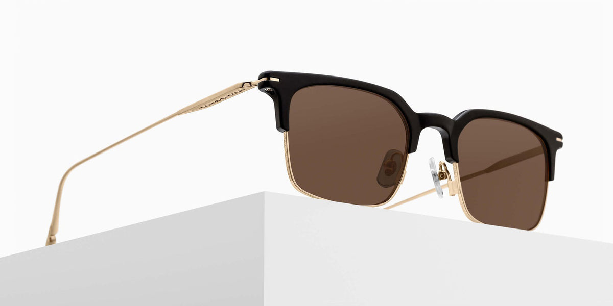 Matsuda M2075 49 - Matte Black-Brushed Gold / Brown #id:m2075matteblackbrushedgoldbrownsunglass_s:102105