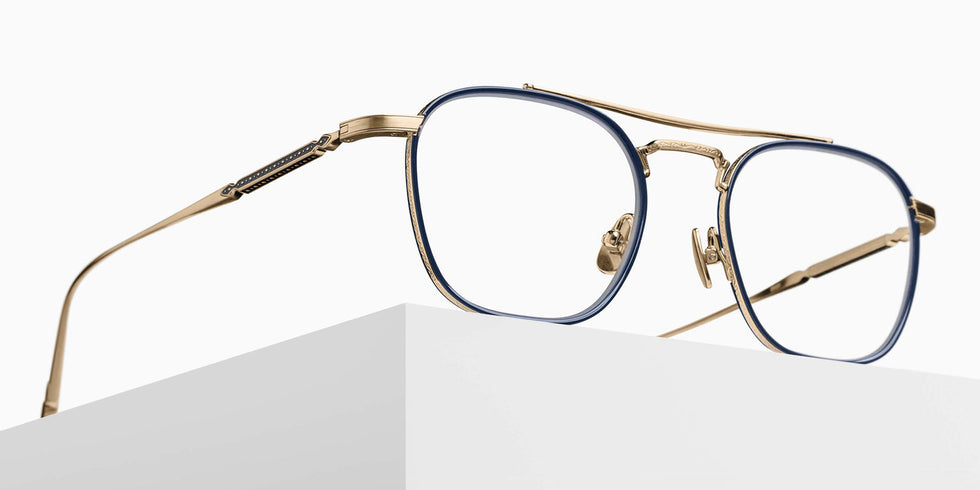 Matsuda M3149 48 - Brushed Gold/Navy #id:m3149brushedgoldnavyclearlensoptical_s:102105