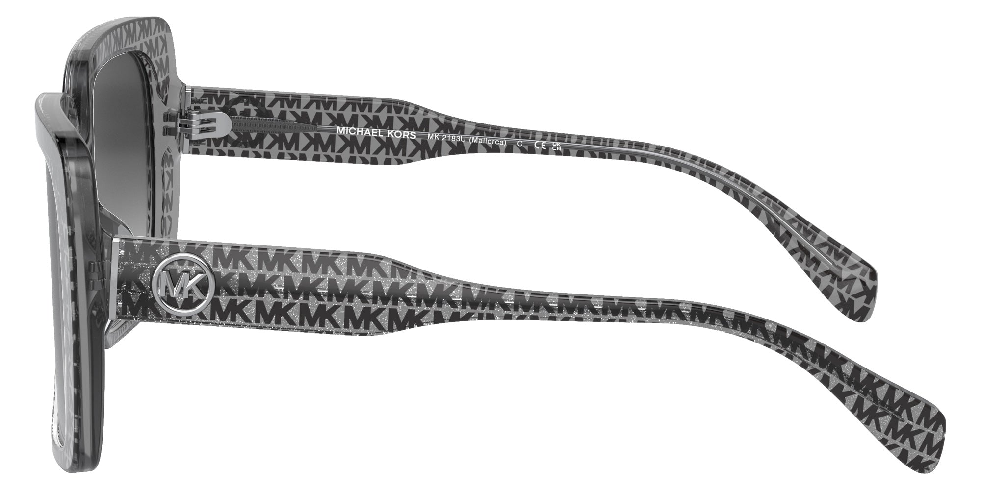 MICHAEL KORS MK2183U Mallorca 39588G 55 - Black MK Logo Glitter / Dark Gray Gradient #id:mk2183u39588g_s:100110