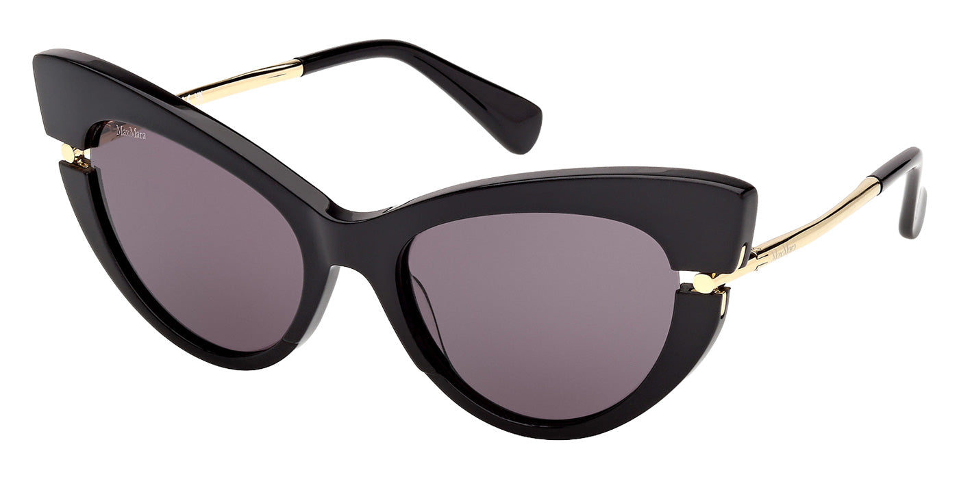 Max Mara MM0187 01A 56 - Shiny Black / Smoke #id:mm018701a_s:100105