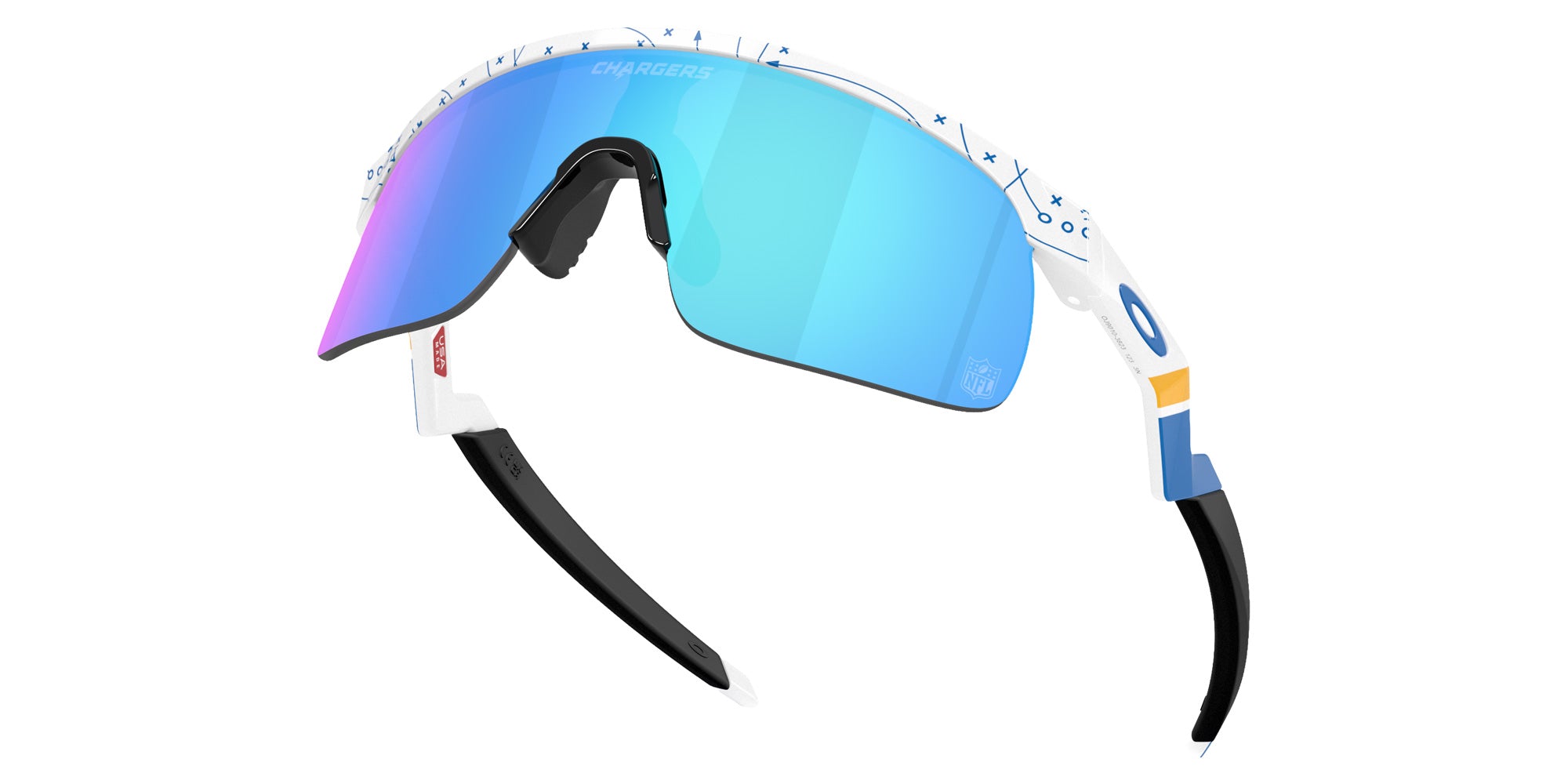 OAKLEY OJ9010 Los Angeles Chargers Resistor (Youth Fit) 901038 123 - White / Prizm Sapphire Mirrored #id:oj9010901038_s:100125